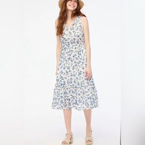 J Crew Floral Sleeveless Dress - Blue and White